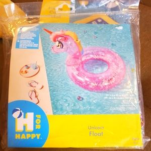 Pink glitter unicorn pool float inflatable floaty